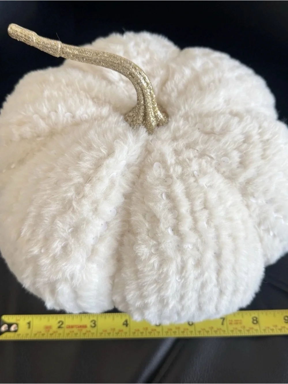 Cupcakes and Cashmere At Home Creme Plush Pillow Pumpkin with Gold Stem